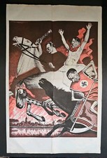 1970s Repro Propaganda Anti-Hitler/Nazi WW2 Poster Goebbels Goering 58x37cm