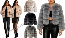 Women Luxury Fluffy Faux Fox Fur Coat Jacket Short Cardigan Winter Warm Outwear