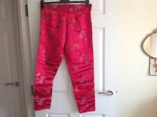 Ladies Trousers Chinese style satin fabric in Fuschia Pink size S