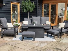 Maze - Manhattan Reclining 3 Seat Aluminium Sofa Set + Rising Table & Footstools