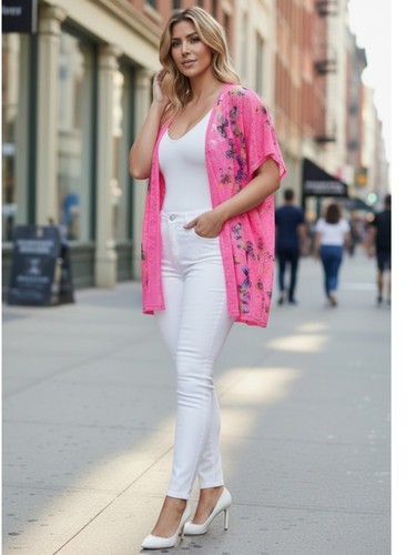 Womens oversized pink kimono - womens,