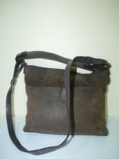 Fat Face  brown oily leather messenger  bag