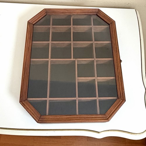 Vintage wood glass curio - wood,