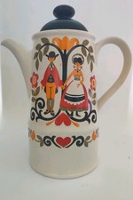 Vintage Sadler Folk Love Tea Coffee Pot Scandi Design Skandi Folk Art Retro 70s