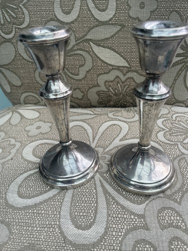 Pair silver candlesticks - of,