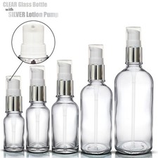 CLEAR GLASS Bottle with SILVER