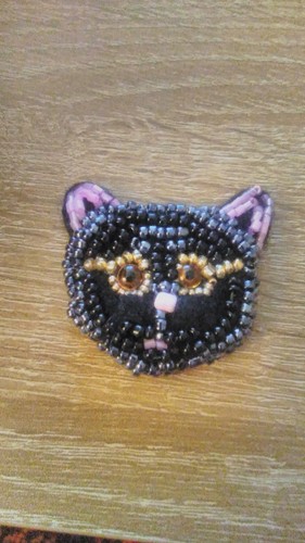 Beaded and needle felted cat - needle,