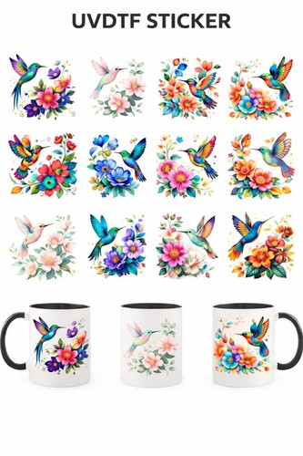 Hummingbird floral vinyl - hummingbird,