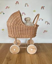 WICKER TALL DOLLS PRAM, DOLLS