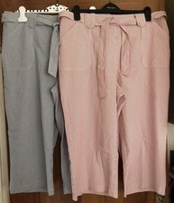 Full Circle 2 Pairs Striped Cropped Trousers (Blue, Red) - Size 18 NEW NO TAGS