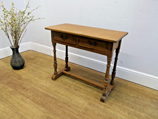 Rustic Oak Side Hall Console Table With Two Drawers  |302