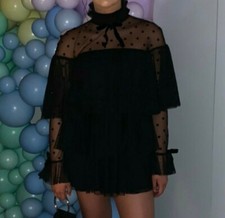 FRANCESCA COUTURE Black Frill Dress Sizes S RRP £285