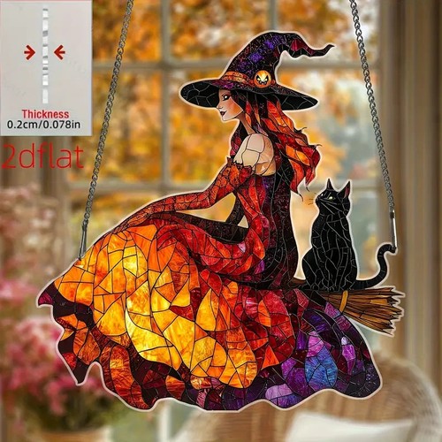 Witch black cat broom goth - black,