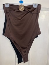 Shein Brown Bodysuit Top Gold