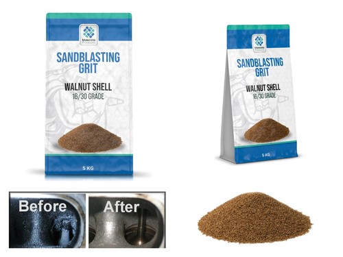 Shot blasting walnut grit