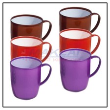6 x COLOURFUL PLASTIC MUGS