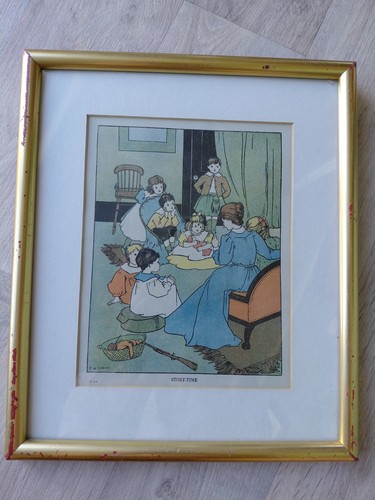 Antique framed lithograph - framed,