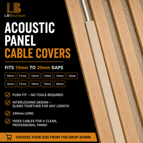 Beige acoustic slat wall cable - wall,