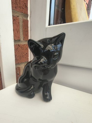 Ceramic black cat - black,