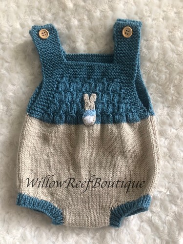 Hand knitted baby romper - hand,