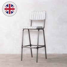 WHITE FAUX LEATHER BAR STOOL