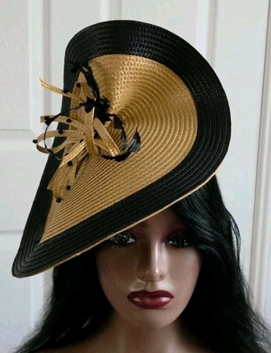Large gold black straw - large,