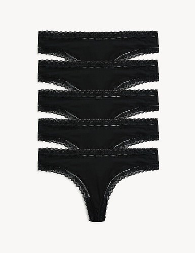 Thongs pack black no - m&s, 5