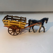 antique tin toy horse and cart