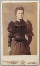CDV LADY LARGE PUFF SLEEVE DRESS EASTBOURNE PHOTOGRAPHIC CLAPHAM COMMON PHOTO