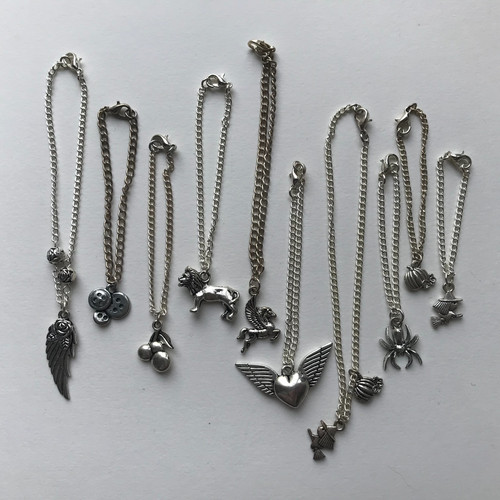 Doll necklace set silver - doll,