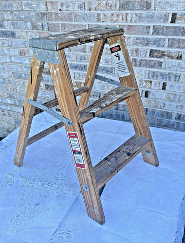 Vintage wooden step folding - vintage, 2-step