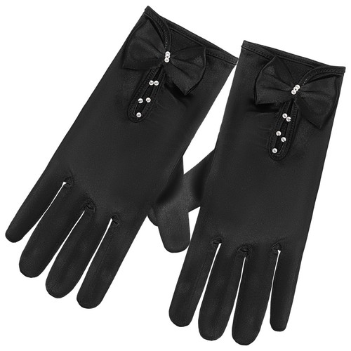 Reusable satin gloves black - satin,