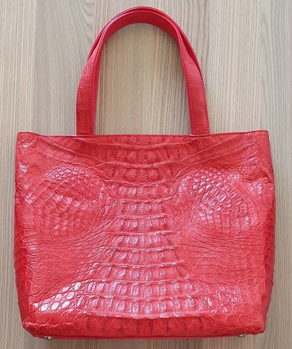 Red alligator style handbag - style,