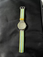 TERNER Quartz Watch K-12600 Yellow and Blue Strap Stainless Steel.