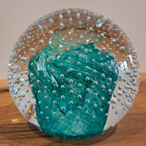 Caithness cauldron green glass - cauldron,