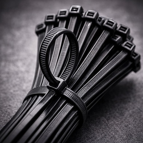 Black cable ties zip - black, long