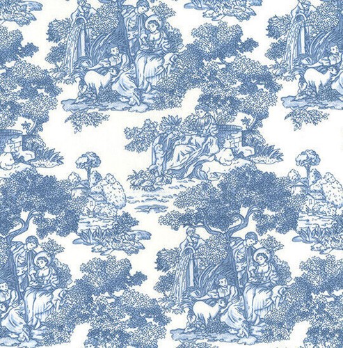 Cotton fabric blue white - cotton,
