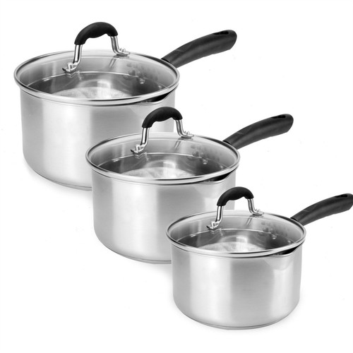 Saucepans stainless steel - stainless, x3