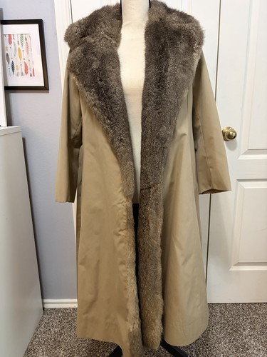 Vintage fur lined trench coat - lined,