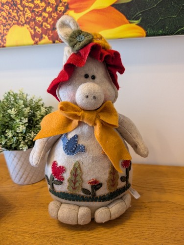 Handmade felt pig doorstop - handmade,