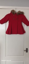 Red Fully Lined Fur Trimmed Hood Winter Coat Size 2-3 Years