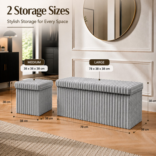 Ribbed storage box - ribbed, ottoman