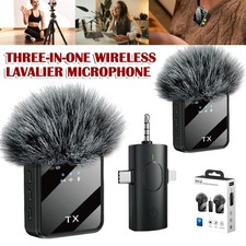 Wireless Lavalier Microphone Audio Video Recording Mini Mic For iPhone Android