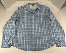 Eddie Bauer Womens Plaid Button Up Shirt Blue White Long Sleeve Size L D145