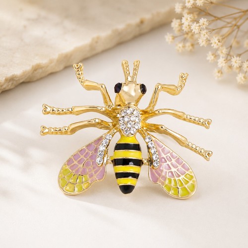 Crystal honey bee brooch pin - bee,