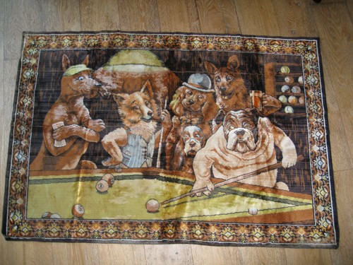 Vintage dogs playing pool - playing,