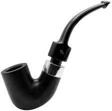 Peterson Deluxe System 'Ebony' Silver Mounted Large Bent Dutch Billiard Pipe 4s