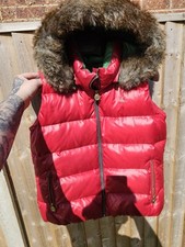 Joules Down Gilet  - Bodywarmer -  Zipped - With Detachable Hood - UK 16 - Red.