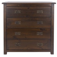 Dark Wood Chest of Drawers Bedside Dresser Wardrobe Bookcase Lacquered Pine
