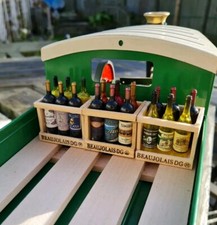 3x Crates/cases of wine. Mamod SW1/OW steam wagon or trailer, Scale accessories